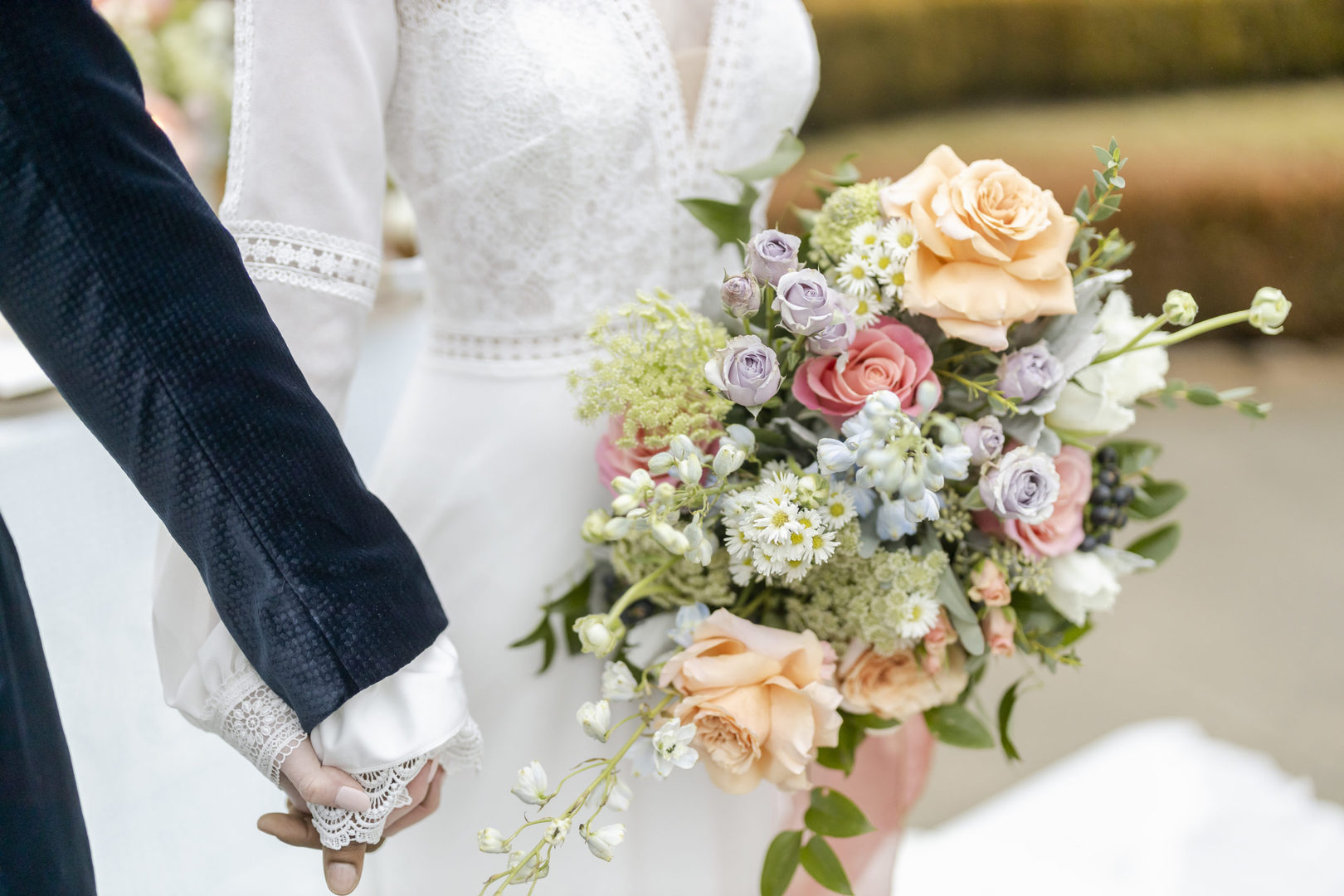 Floral bouquet for a romantic european wedding inspired by Bridgerton Wedding