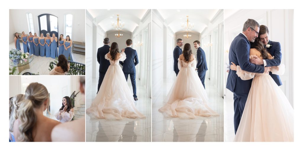 handcrafted wedding album spread of a luxury wedding at The Hillside Estate in Cross Roads TX