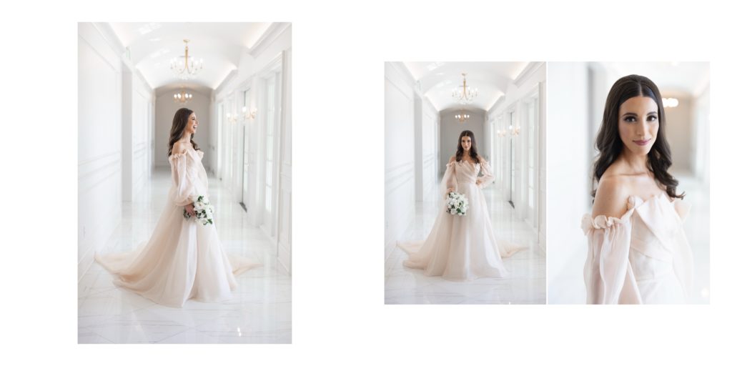 handcrafted wedding album spread of a luxury wedding at The Hillside Estate in Cross Roads TX