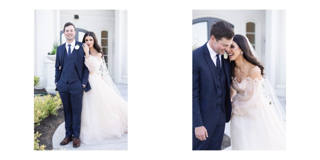 handcrafted wedding album spread of a luxury wedding at The Hillside Estate in Cross Roads TX