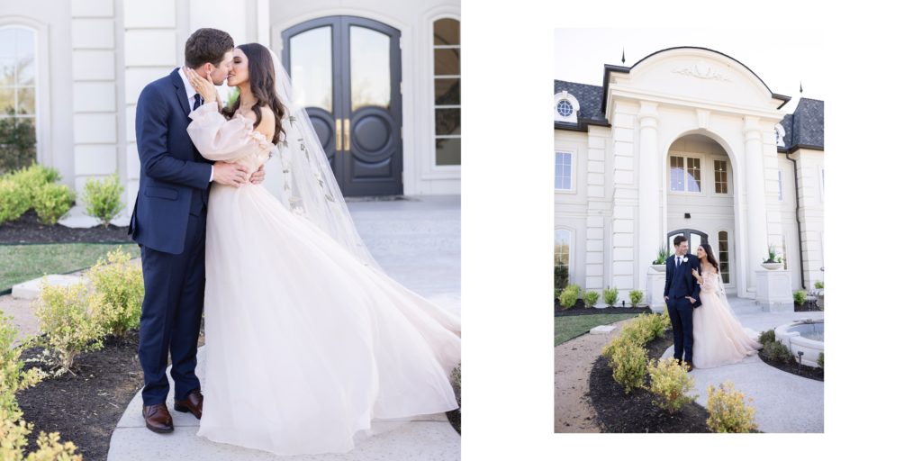 handcrafted wedding album spread of a luxury wedding at The Hillside Estate in Cross Roads TX