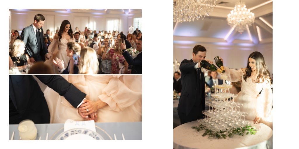 handcrafted wedding album spread of a luxury wedding at The Hillside Estate in Cross Roads TX