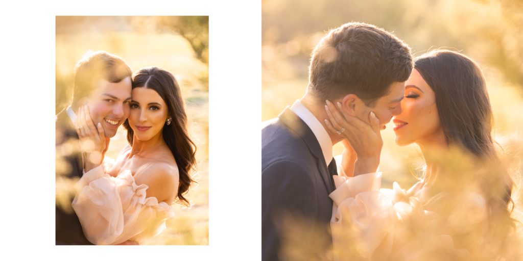 handcrafted wedding album spread of a luxury wedding at The Hillside Estate in Cross Roads TX
