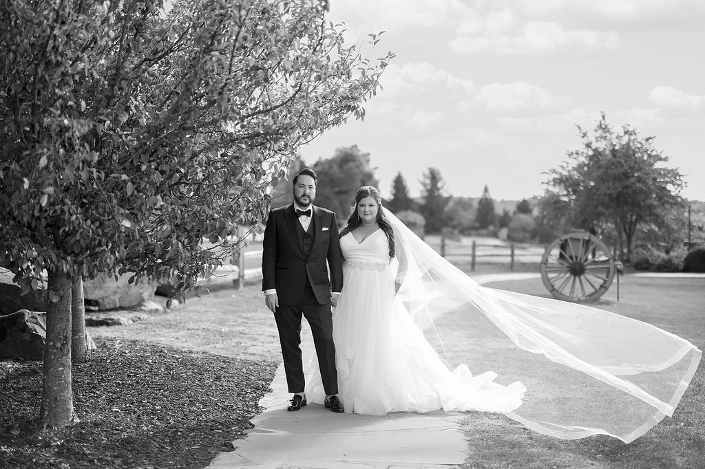 Wedding at Top of the Rock in Branson Missouri with couple in black and white