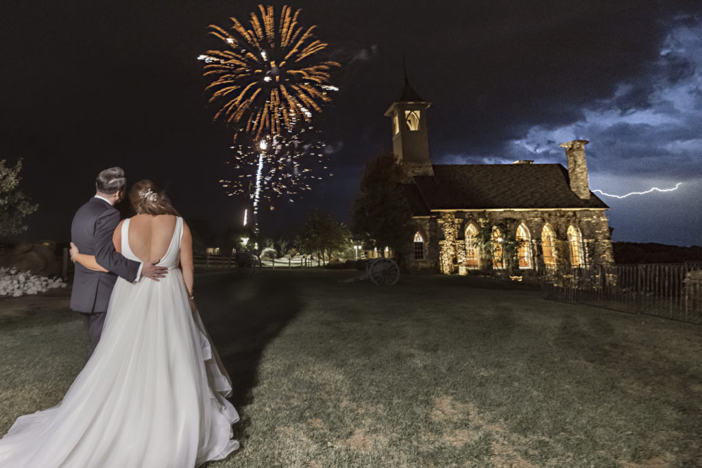 Fireworks to end her Wedding at Top of the Rock in Branson Ridgedale Missouri