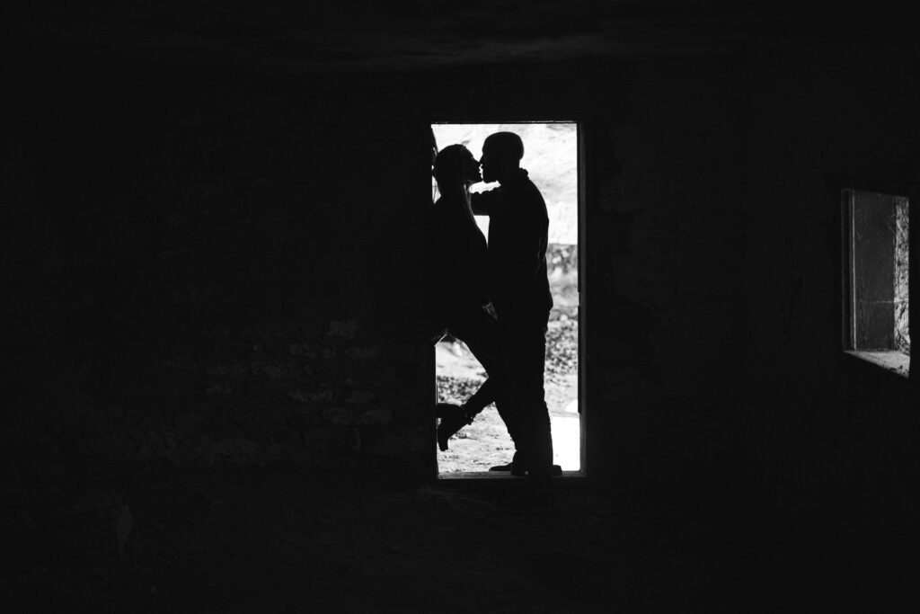 Couples portraits of jeff and jade using a silhouette technique