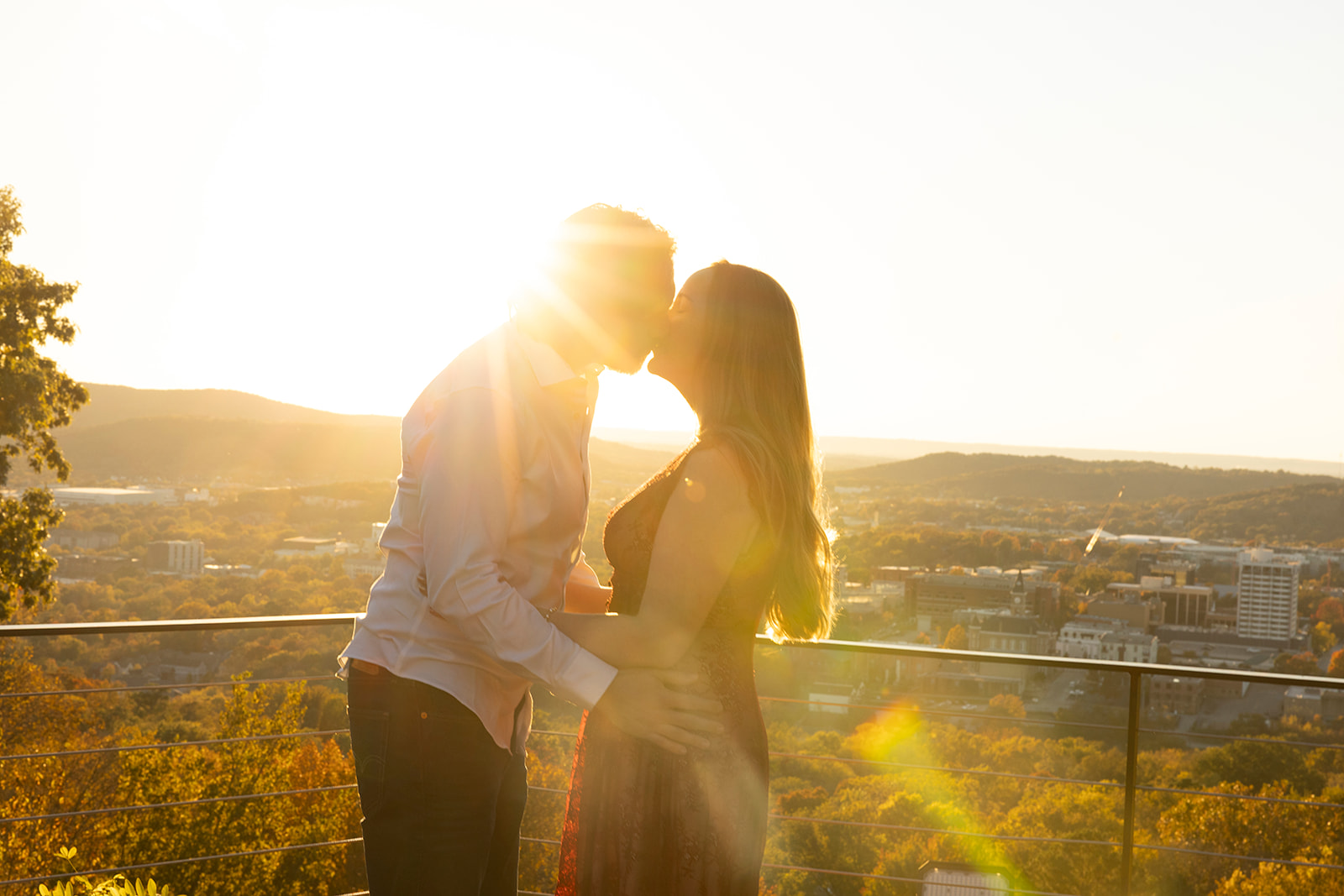 Mount Sequoyah engagement photos at sunset overlooking Fayetteville Arkansas