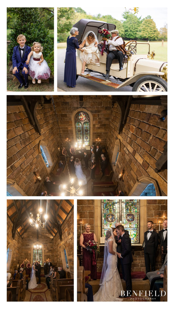 wedding ceremony at stone chapel at st catherine's at bell gable