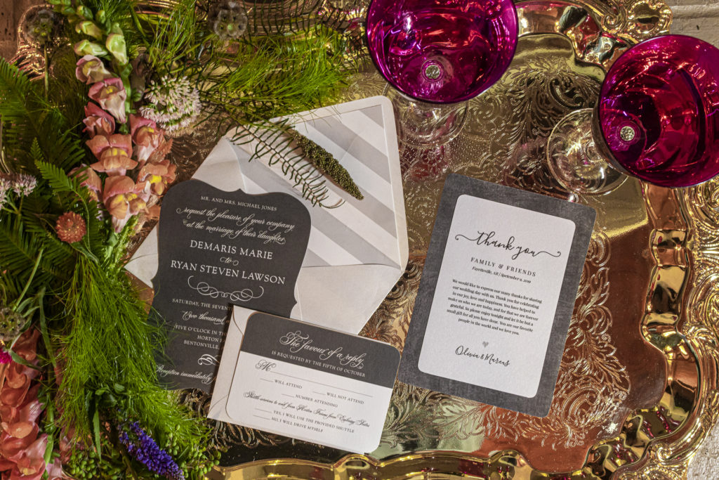 ethereal wedding invitation and florals