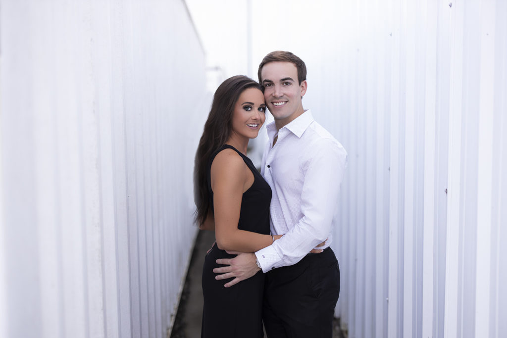 white and bright engagement portraits