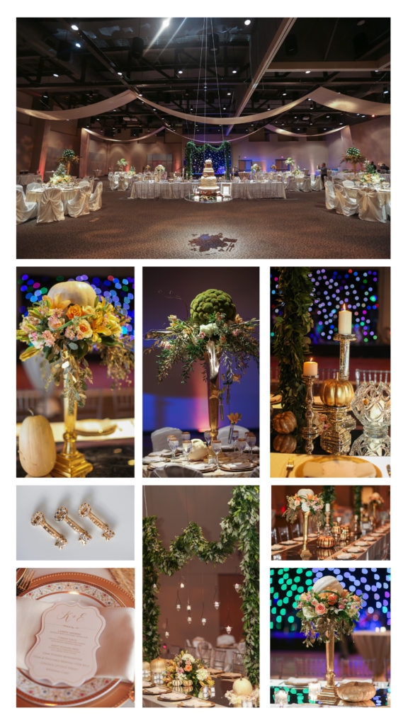 Fayetteville Town Center Reception with Pumpkin and Fall Details