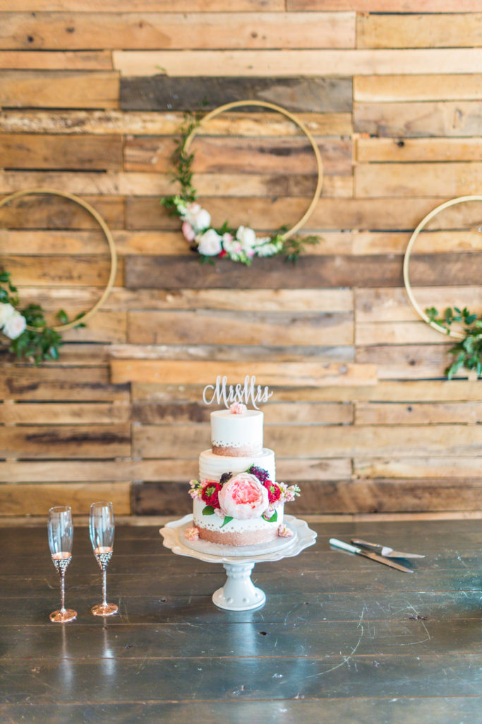 A huge floral accent decorates this Best Wedding Cake nominee.