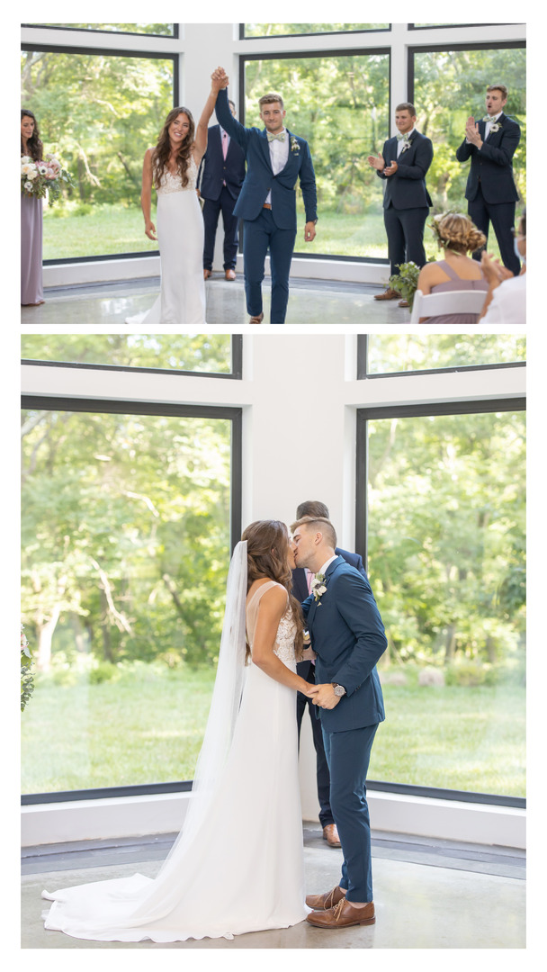 first kiss during wedding at Osage House