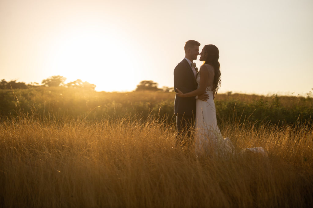 sunset wedding portraits at Osage House