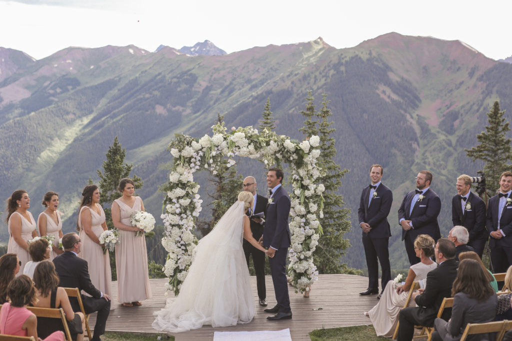 beautiful panoramic wedding on top of Aspen Mountain