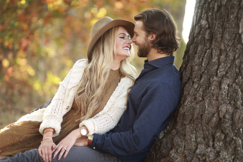 Fall engagement portraits of a hipster couple in Northwest Arkansas.