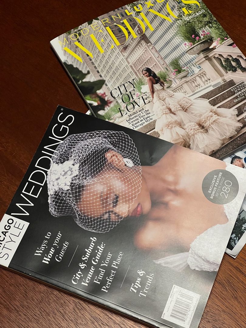 bridal magazines used for a photographer's inspiration before a wedding day