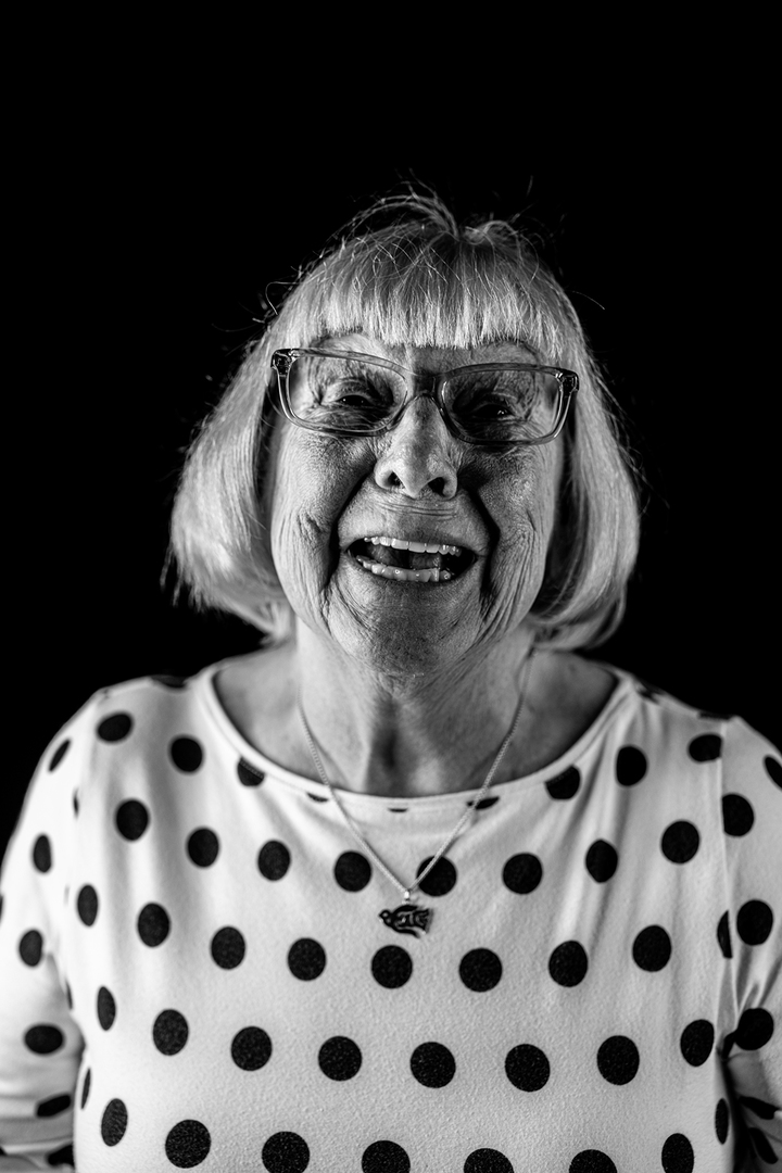 Vitalia Montrose Senior Living resident Lois, photographed in black and white by Benfield Photography