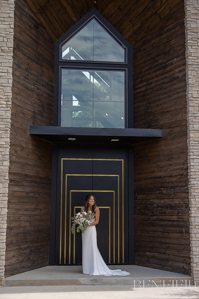 Bridal Portrait outside at the Osage Chapel for Weddings at Osage House