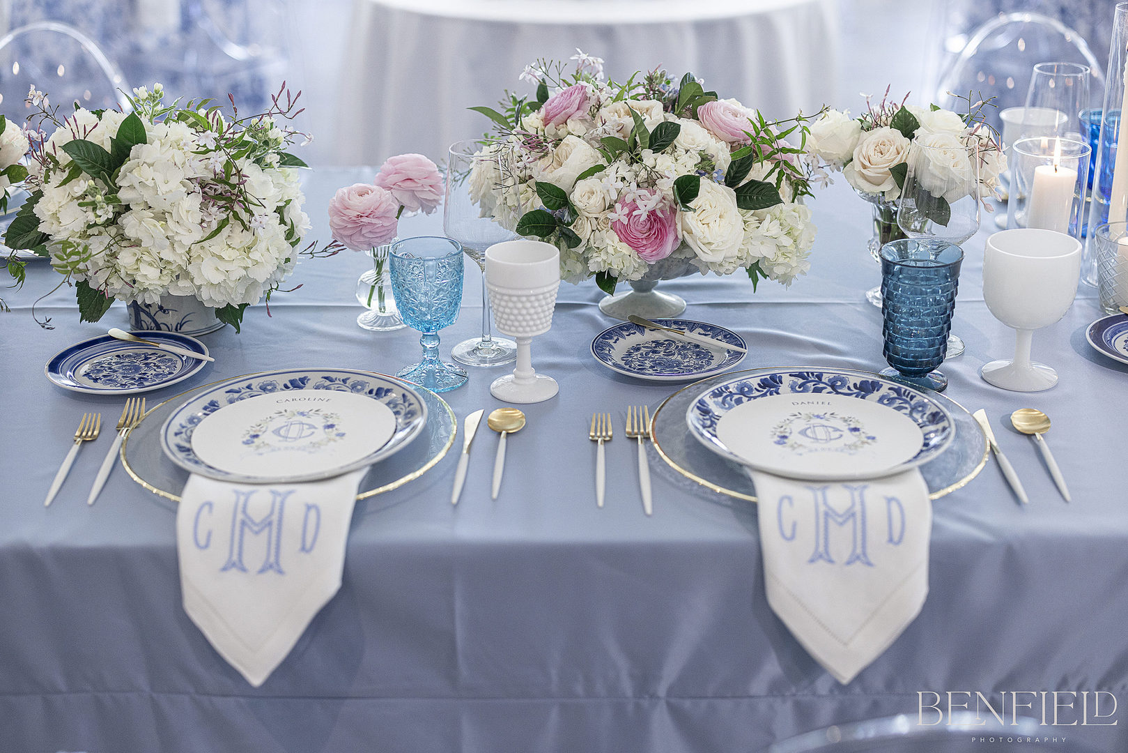 wedding table centerpiece ideas from luxury wedding reception at Hillside Estate