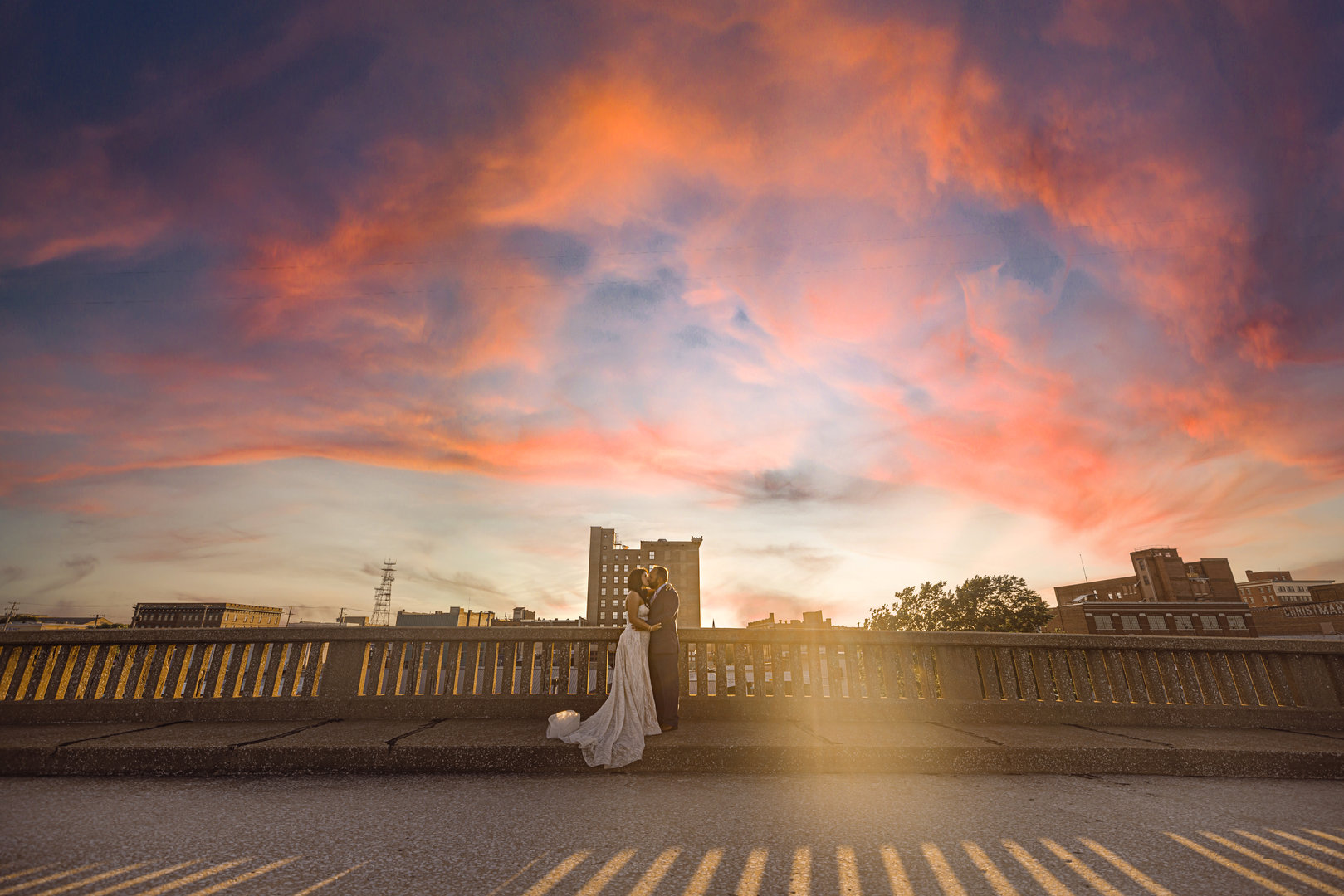 sunset wedding portraits from wedding at Amalie in Joplin