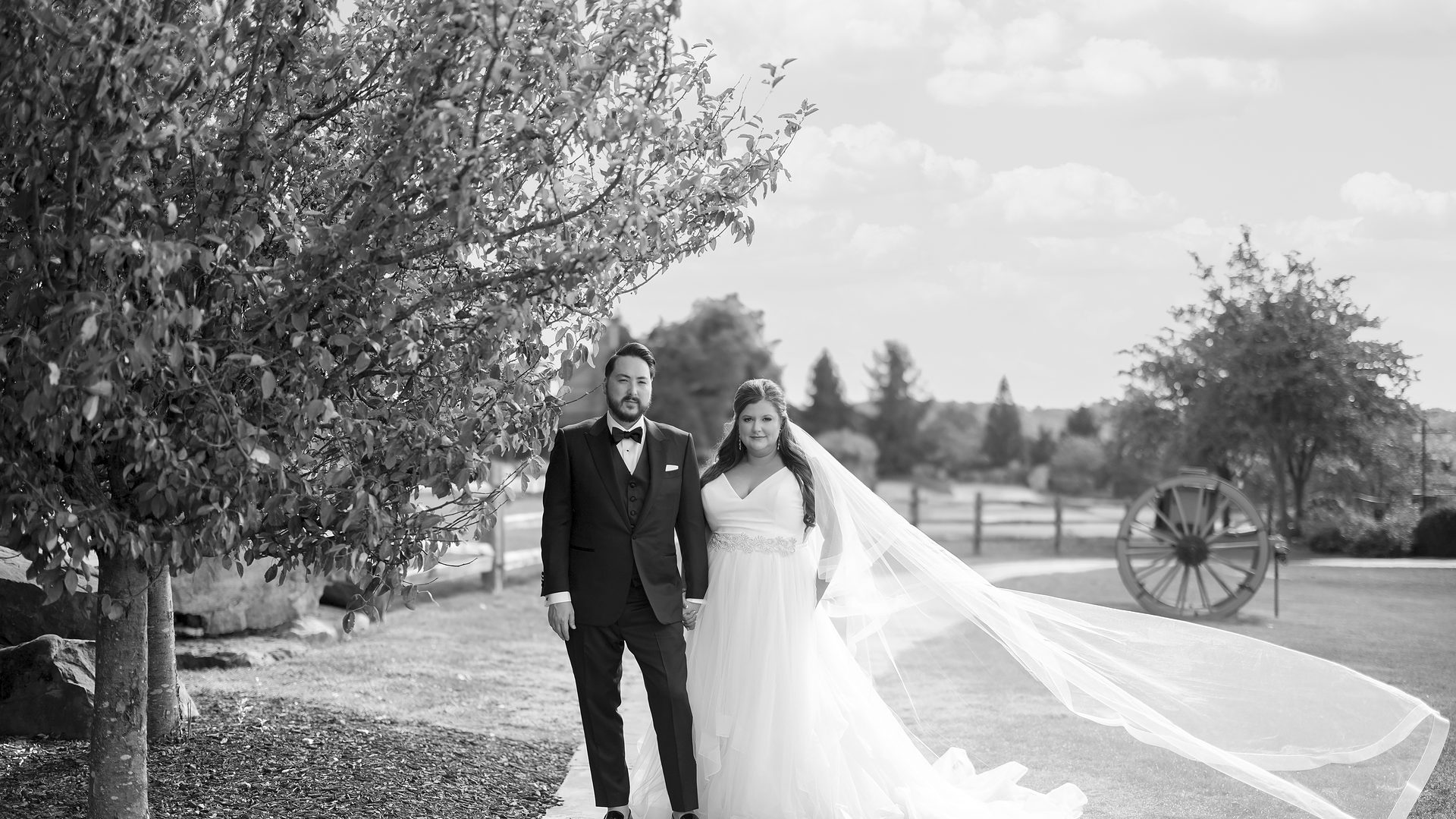 Wedding at Top of the Rock in Branson Missouri with couple in black and white