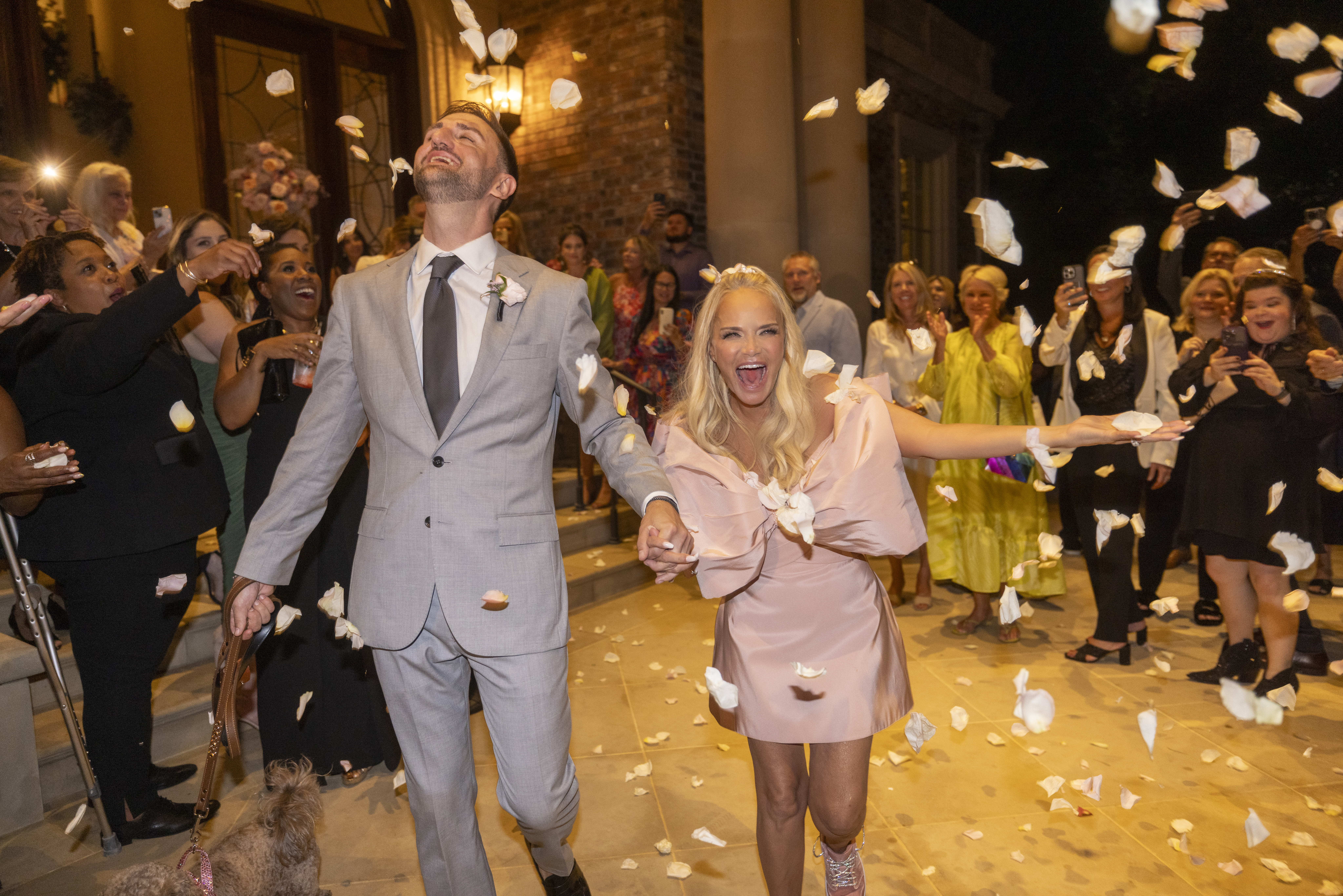 Kristin Chenoweth's wedding night to Josh Bryant ended with flower petals and jubilation.